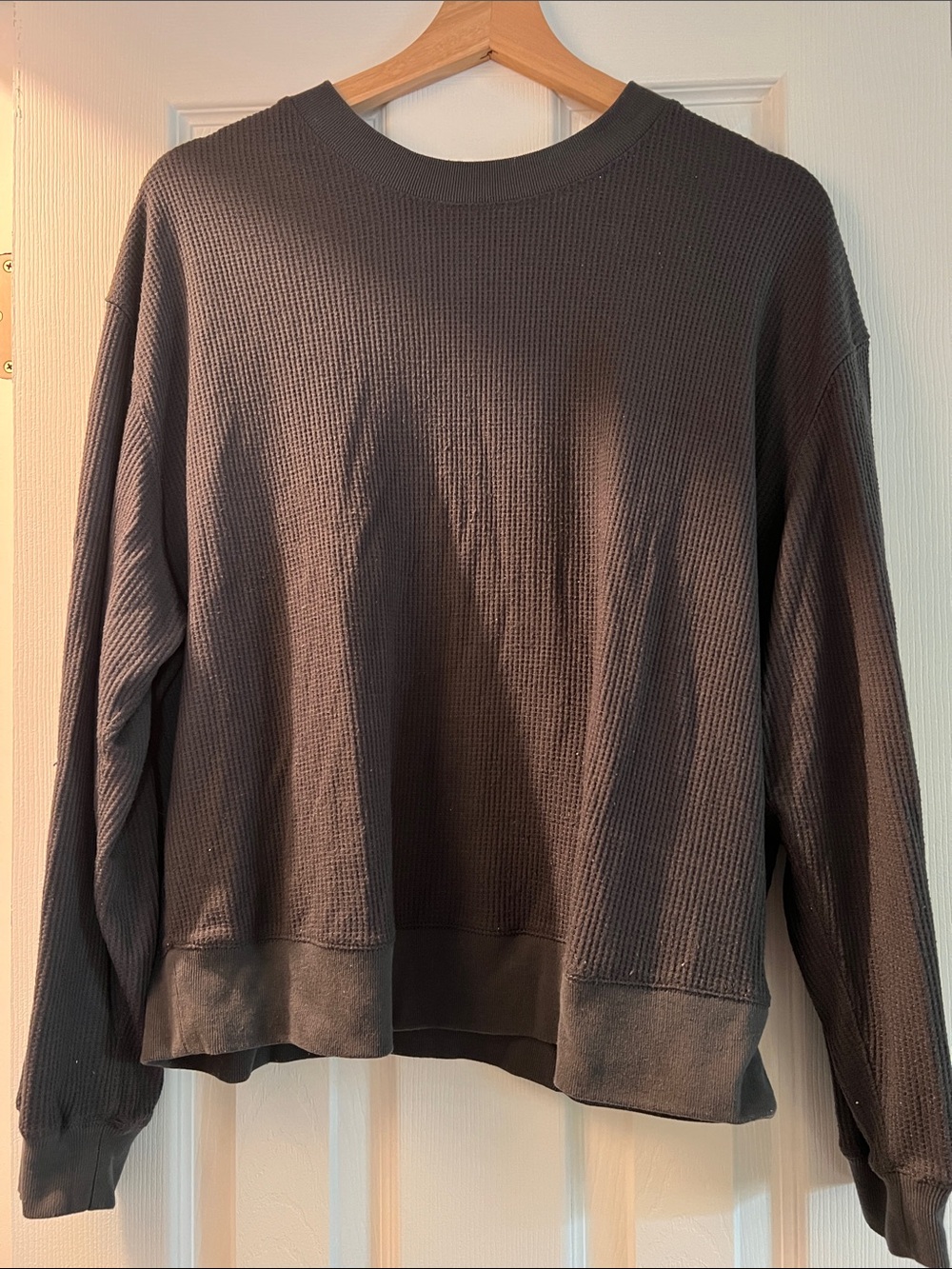 Abercrombie & Fitch Woman's Charcoal Waffle Crewneck Sweater